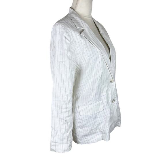 Evereve Taylor Ivory PinStripe Blazer Jacket Linen Blend Size Small - Picture 4 of 8